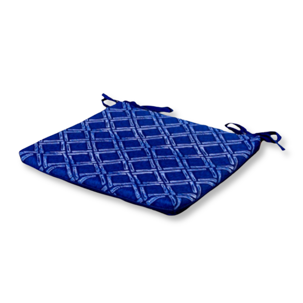 Lot de 4 galettes de chaise motif nautique bleu 35x35 cm