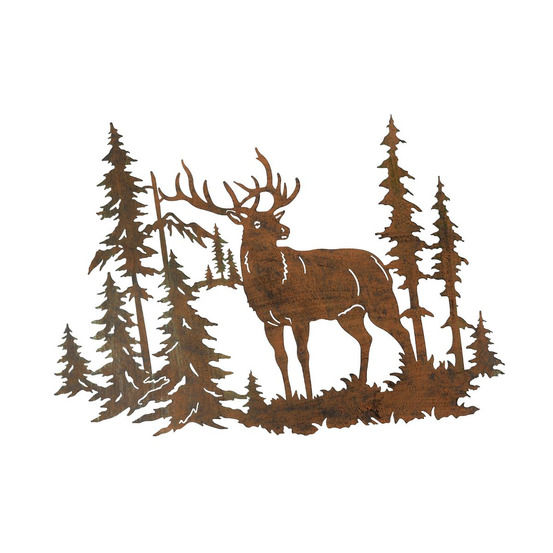 Décoration mural en métal sapins et cerf