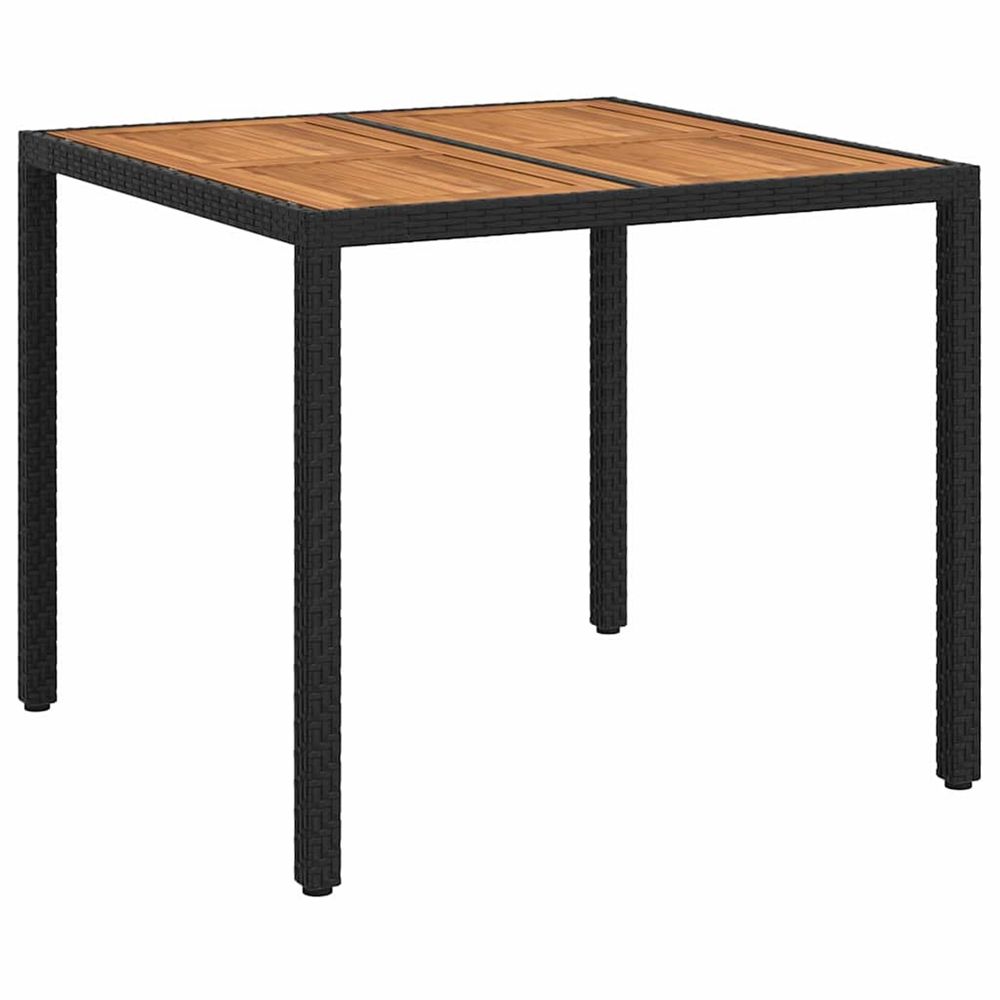 Table de jardin noir 90 x 90 x 75 cm polyrotin