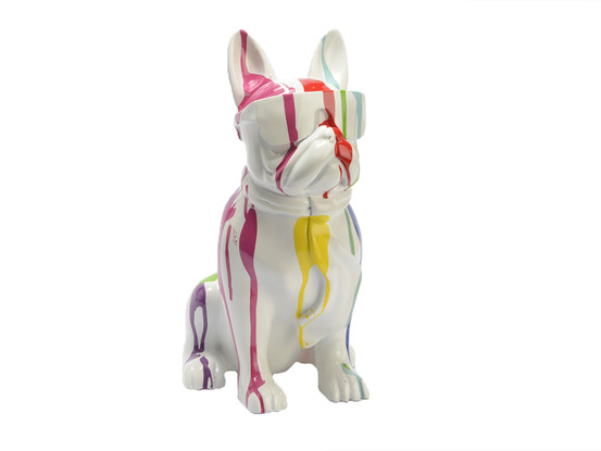 Bulldog cravate trash blanc 40 cm