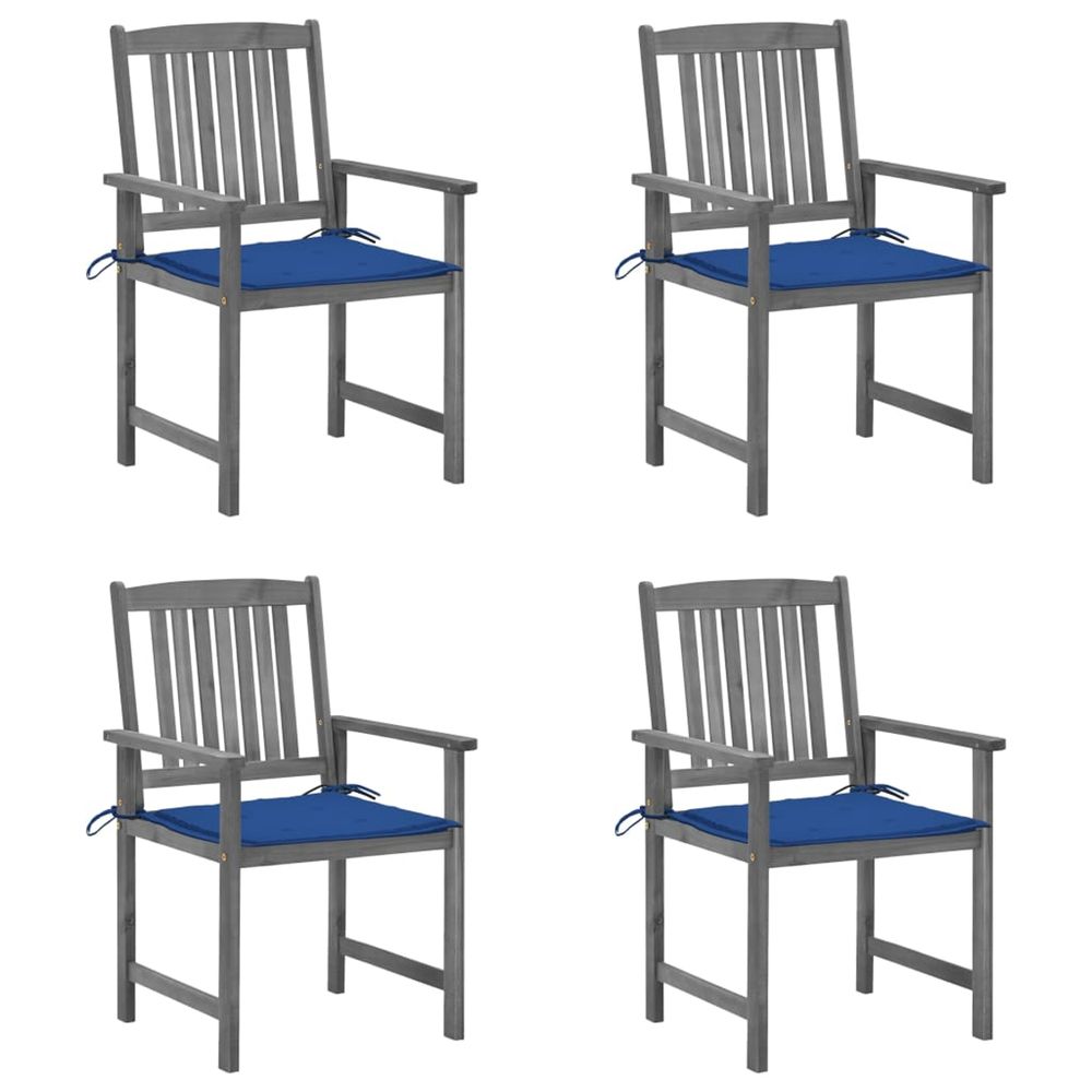 Chaises de jardin et coussins lot de 4 gris bois acacia massif