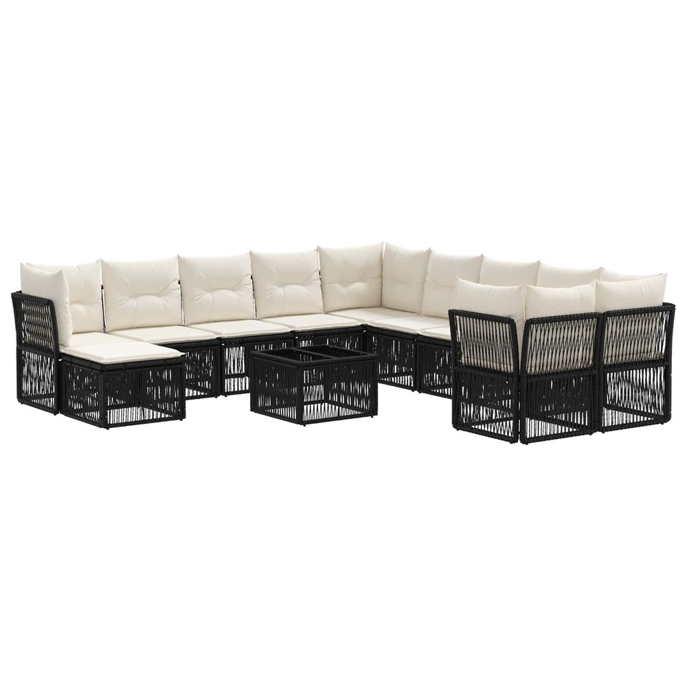 Ensemble de canapé de jardin 12 pc noir polyrotin