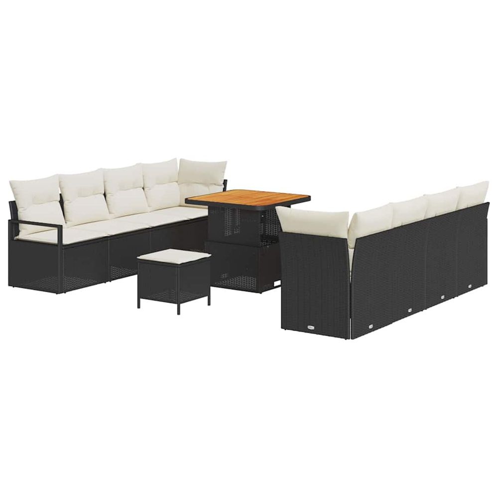 Ensemble de canapé de jardin 11 pc noir polyrotin