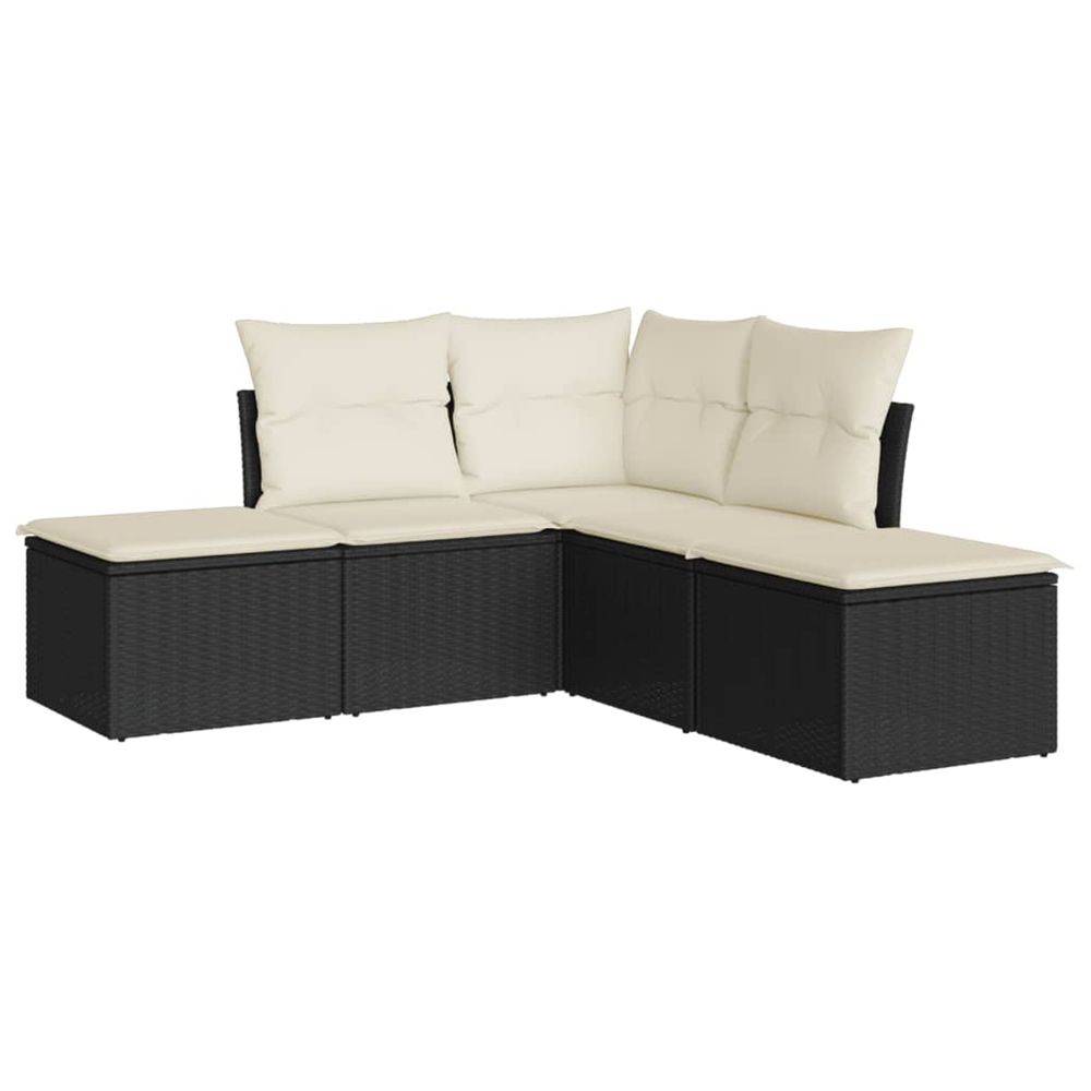 Salon de jardin 5 pcs avec coussins noir résine tressée