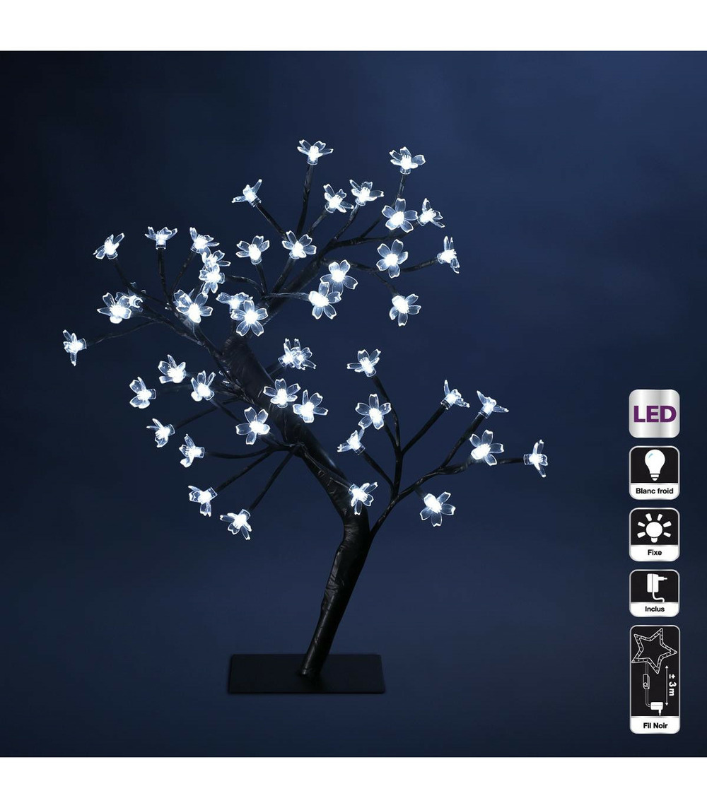 Déco de noël arbre lumineux prunus 48 led blanc froid h 45 cm