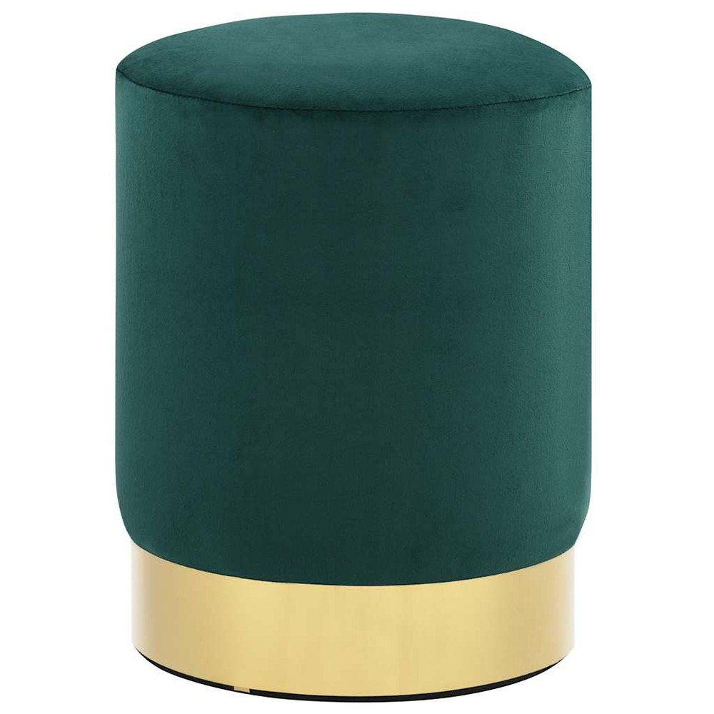 Tabouret vert foncé et doré velours 28 x 36 cm