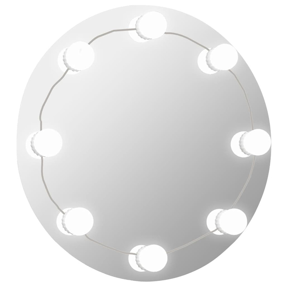 Miroir mural sans cadre avec lampes led rond verre