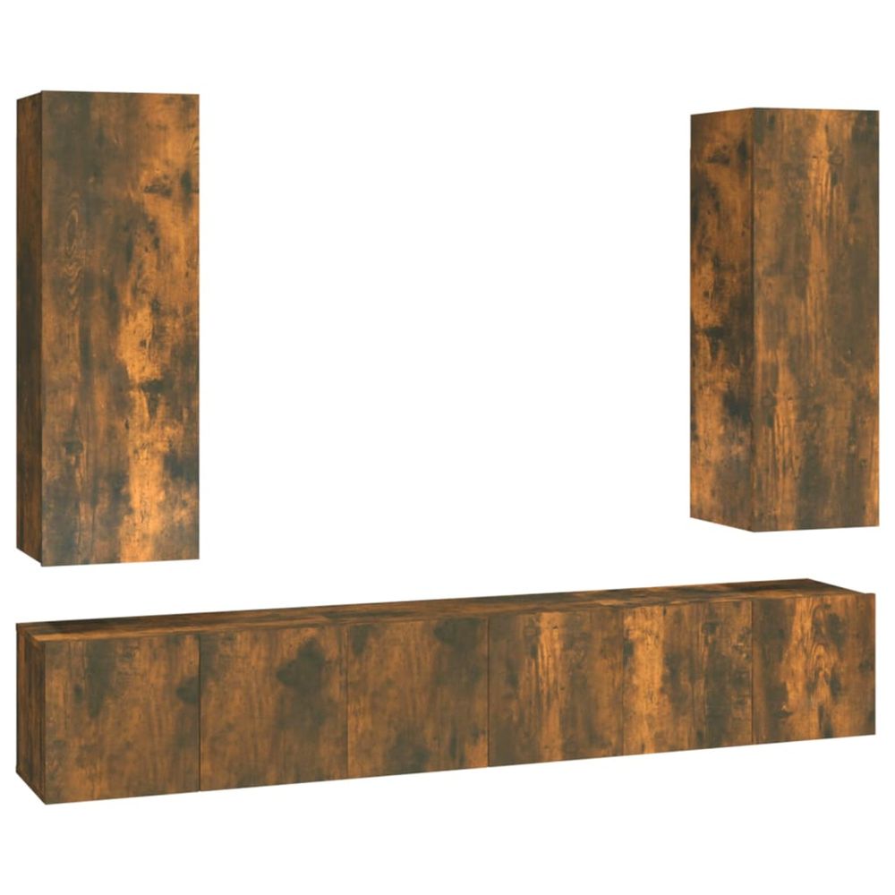 Ensemble de meubles tv 5 pcs chêne fumé bois d'ingénierie