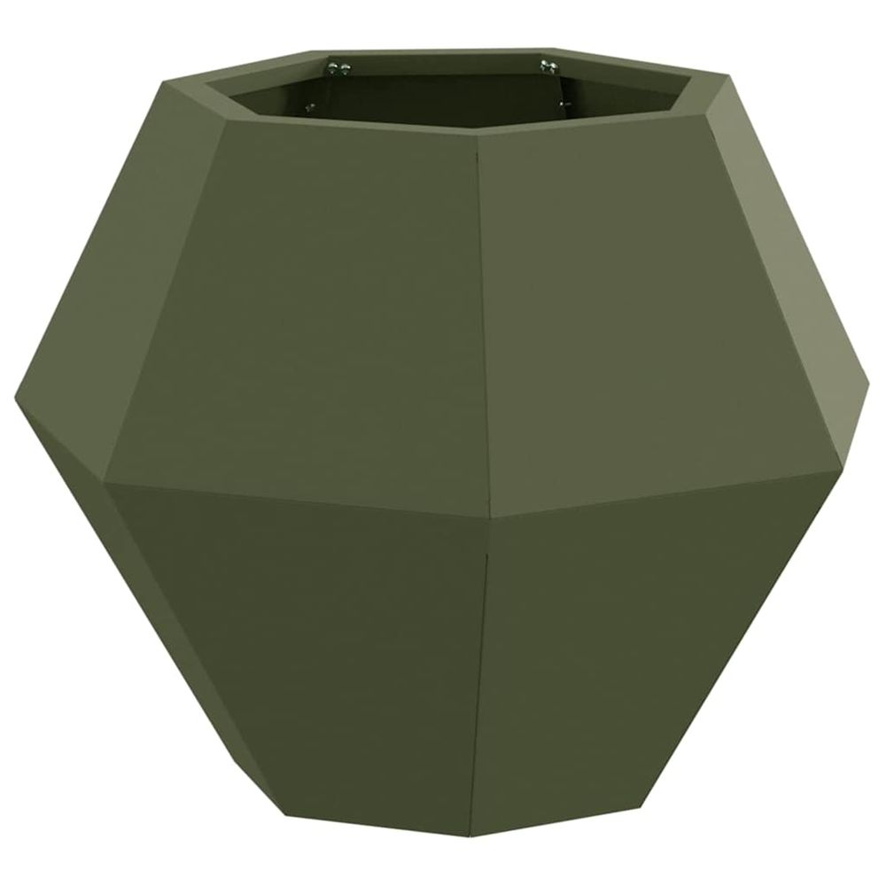 Jardinière d'extérieur vert olive 50 x 50 x 40 cm acier