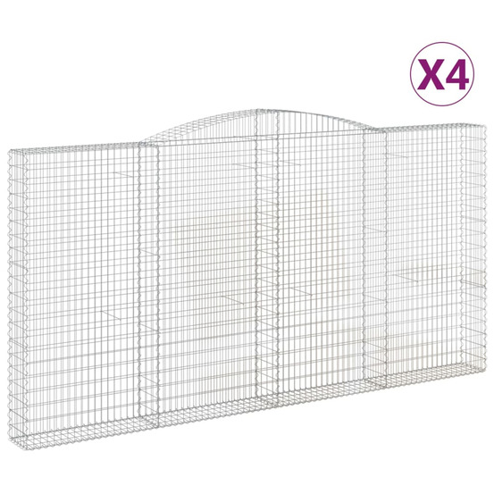 Paniers à gabions arqués 4 pcs 400x30x200/220 cm fer galvanisé