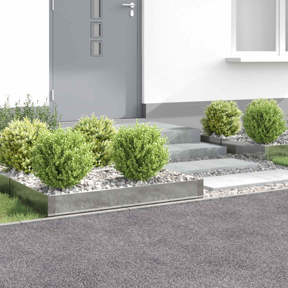 Bordure de pelouse acier aménagement jardin séparation nette 4 pcs 100x60x20 cm argenté