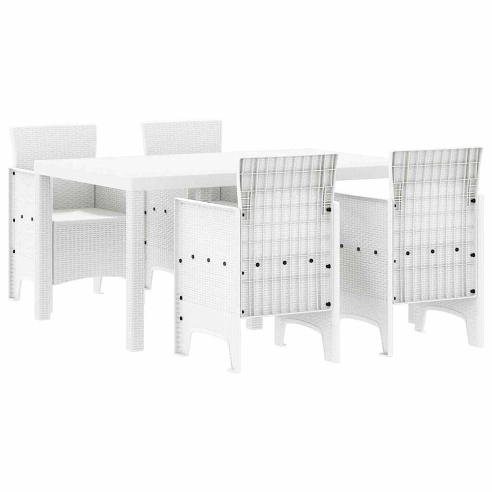 Ensemble de salle à manger pour jardin 5 pcs blanc rattan polt