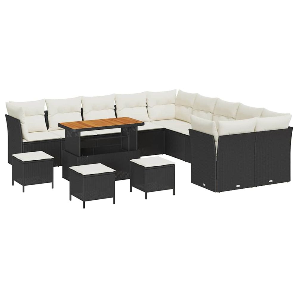 Ensemble de canapé de jardin 14 pc noir polyrotin