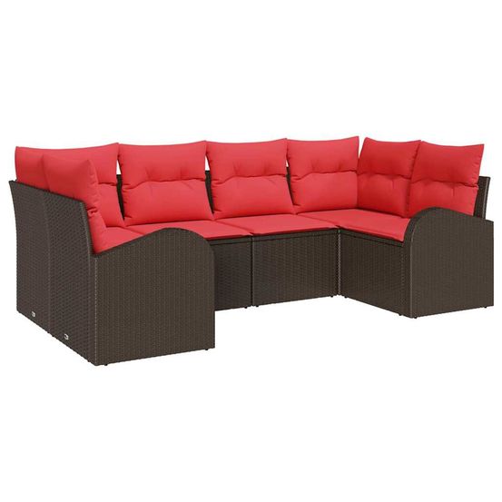 Ensemble de canapé de jardin 6 pc 6 place marron