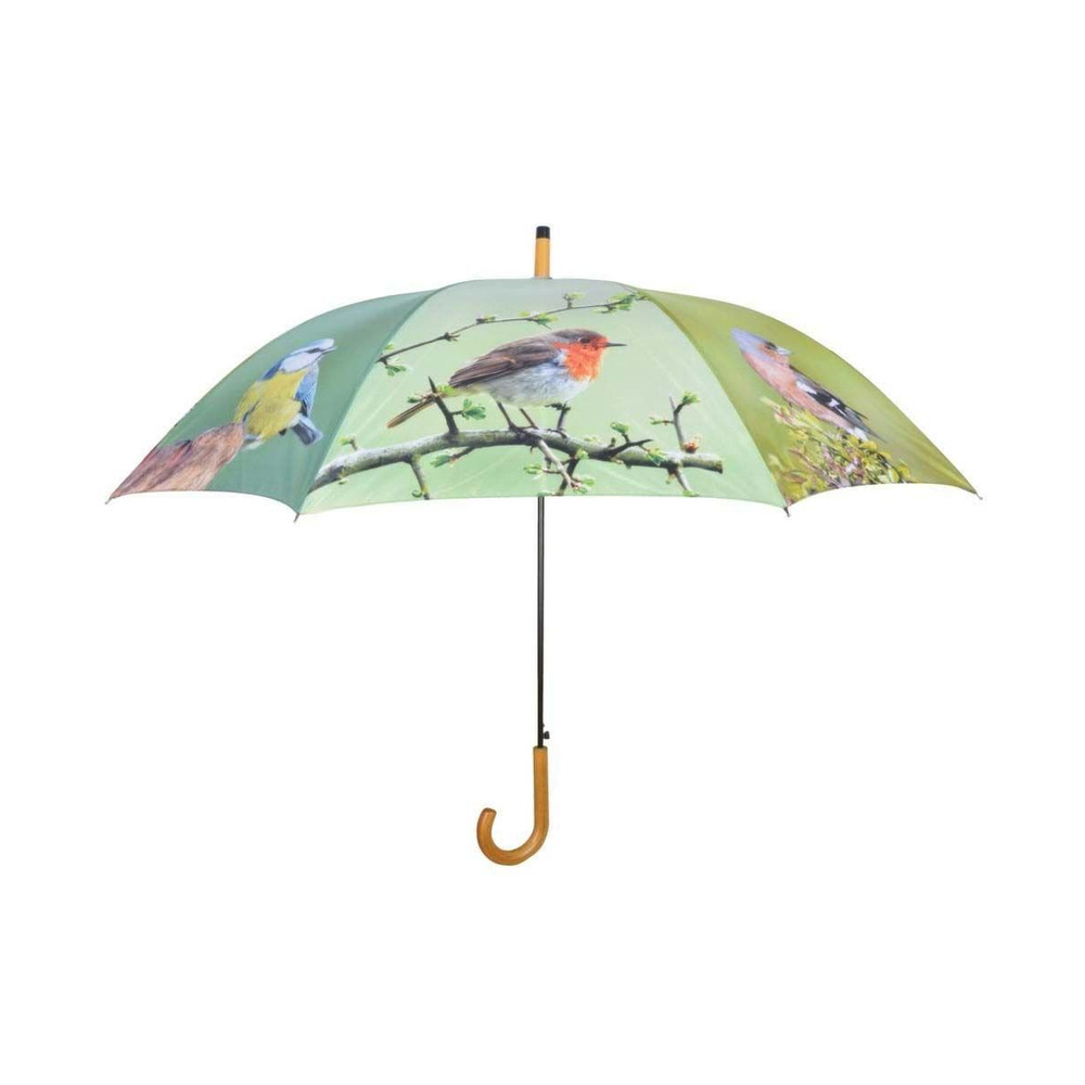 Grand parapluie bois et métal toile polyester oiseaux