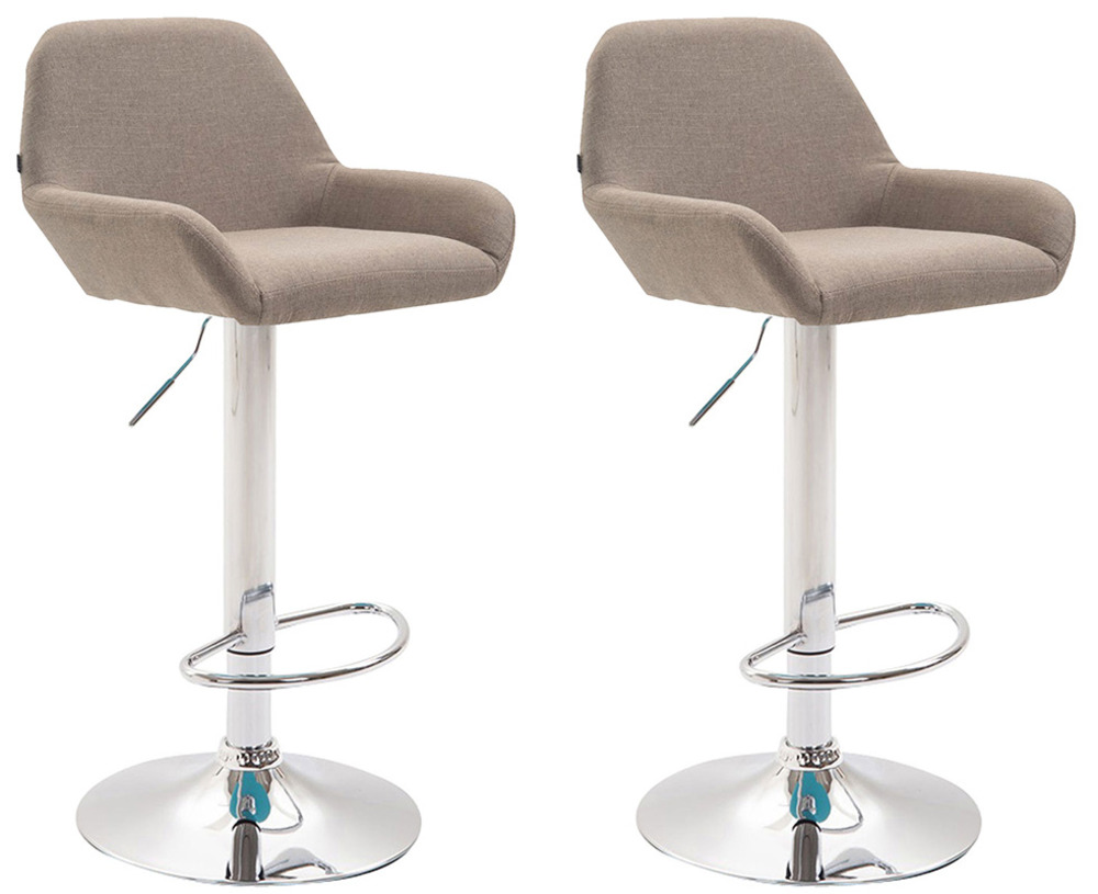 Lot de 2 tabourets de bar braga tissu chrome