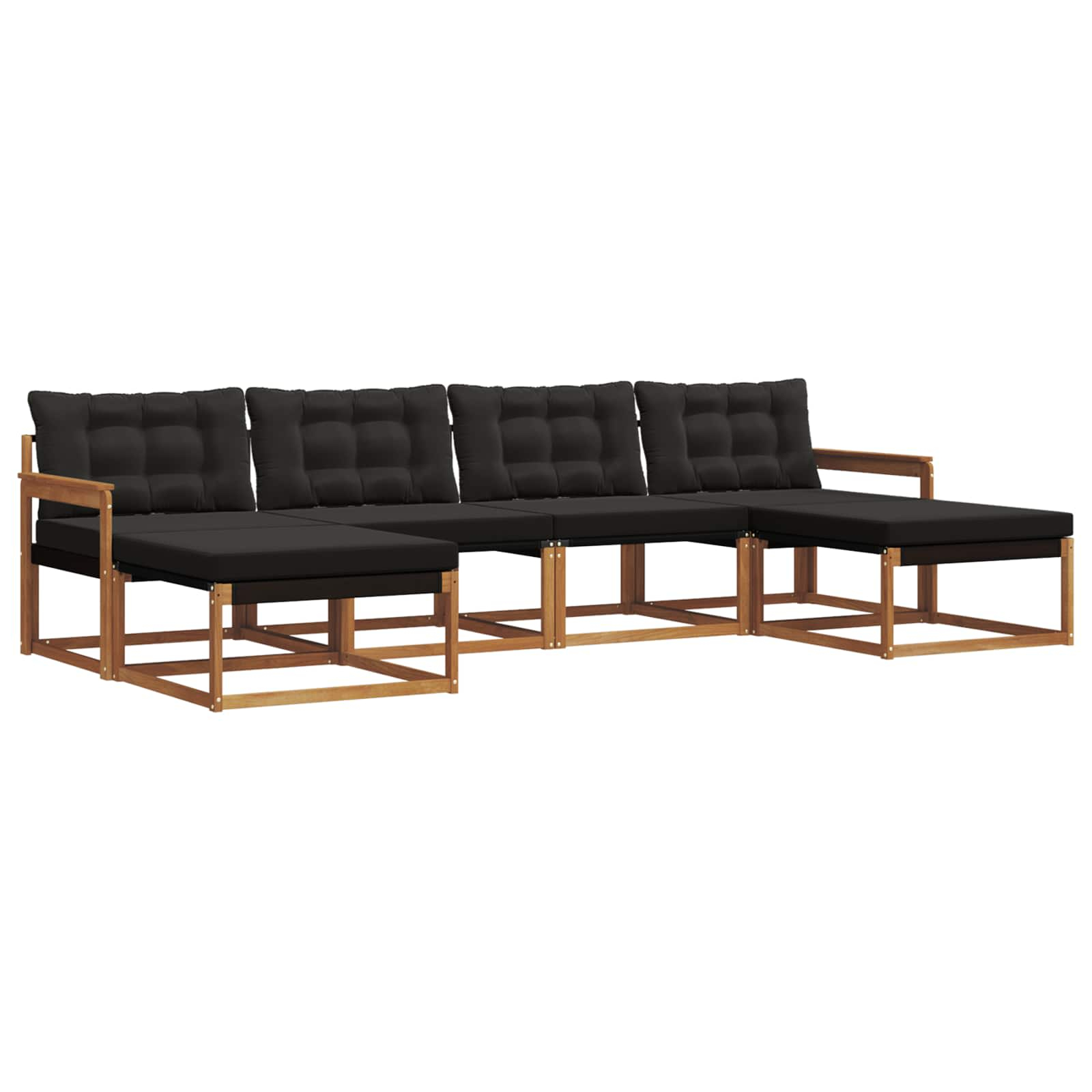 Ensemble de canapés d'extérieur 6 pcs naturel et noir