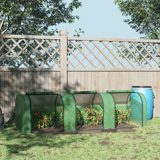 Serre tunnel basse acier et pe 295 x 100 x 80 cm vert foncé jardin potager protection - comfortxl outdoor living