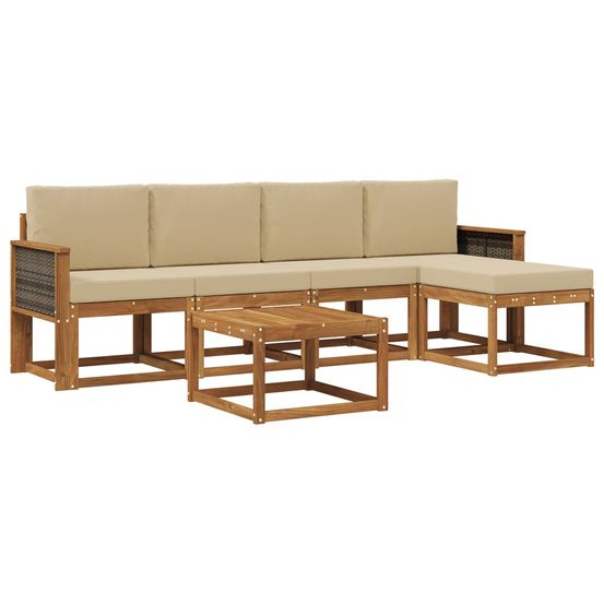 Ensemble de canapés d'extérieur 6 pc naturel et beige polyester