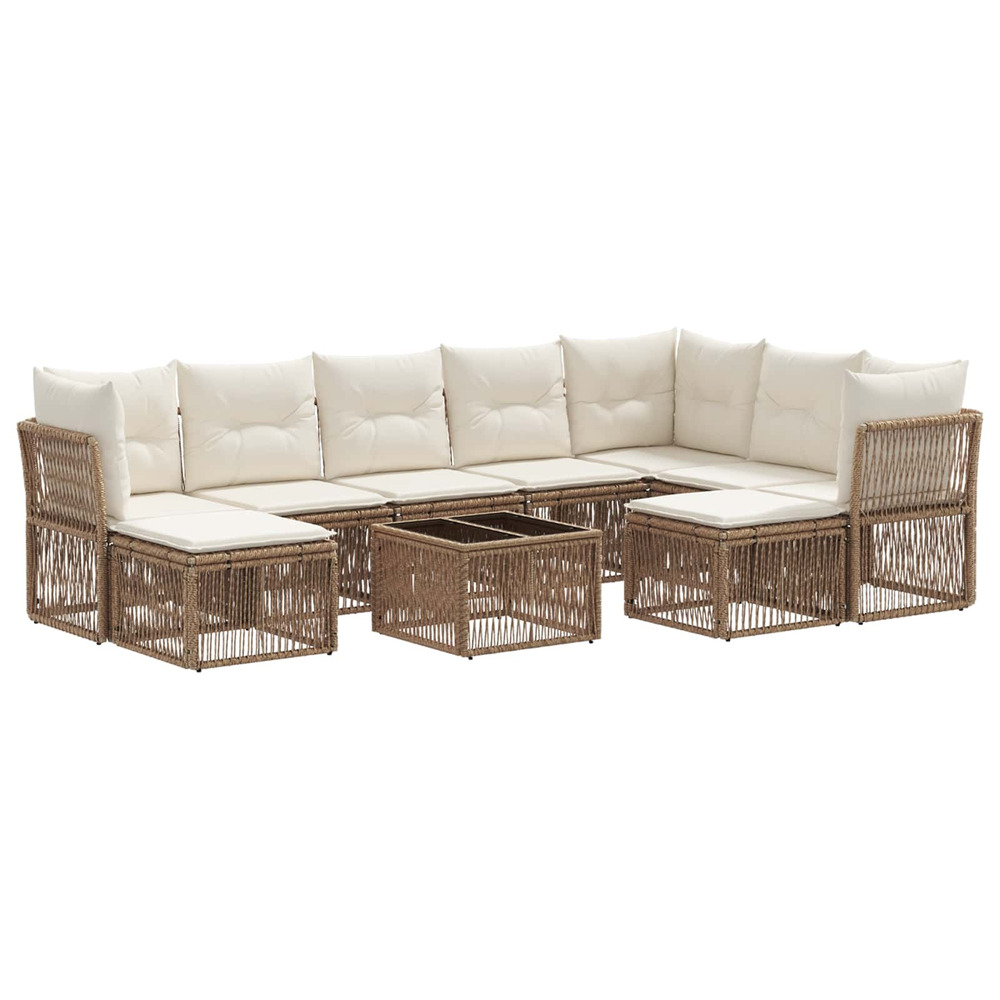 Ensemble de canapé de jardin 10 pcs beige polyrotin