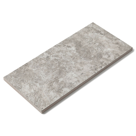 Margelle de piscine effet travertin gris 60x28x2 cm bord droit pietra - ro'ma carrelage