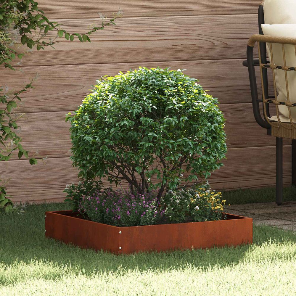 Bordure jardin carrée acier extérieur aménagement 50x13cm rouillé