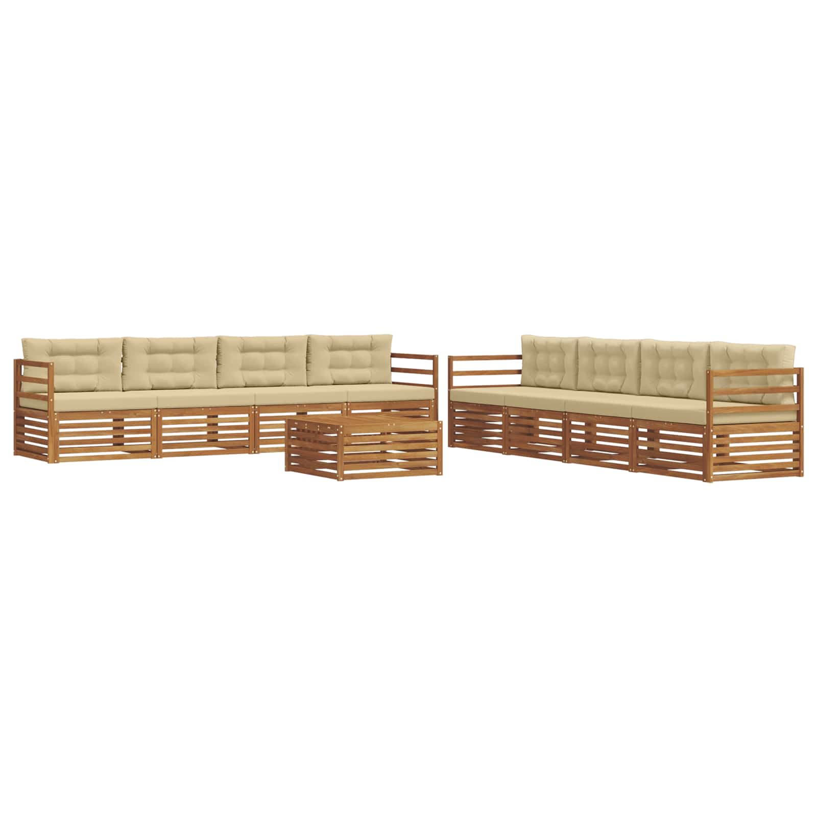 Ensemble de canapés d'extérieur 9 pcs naturel et beige