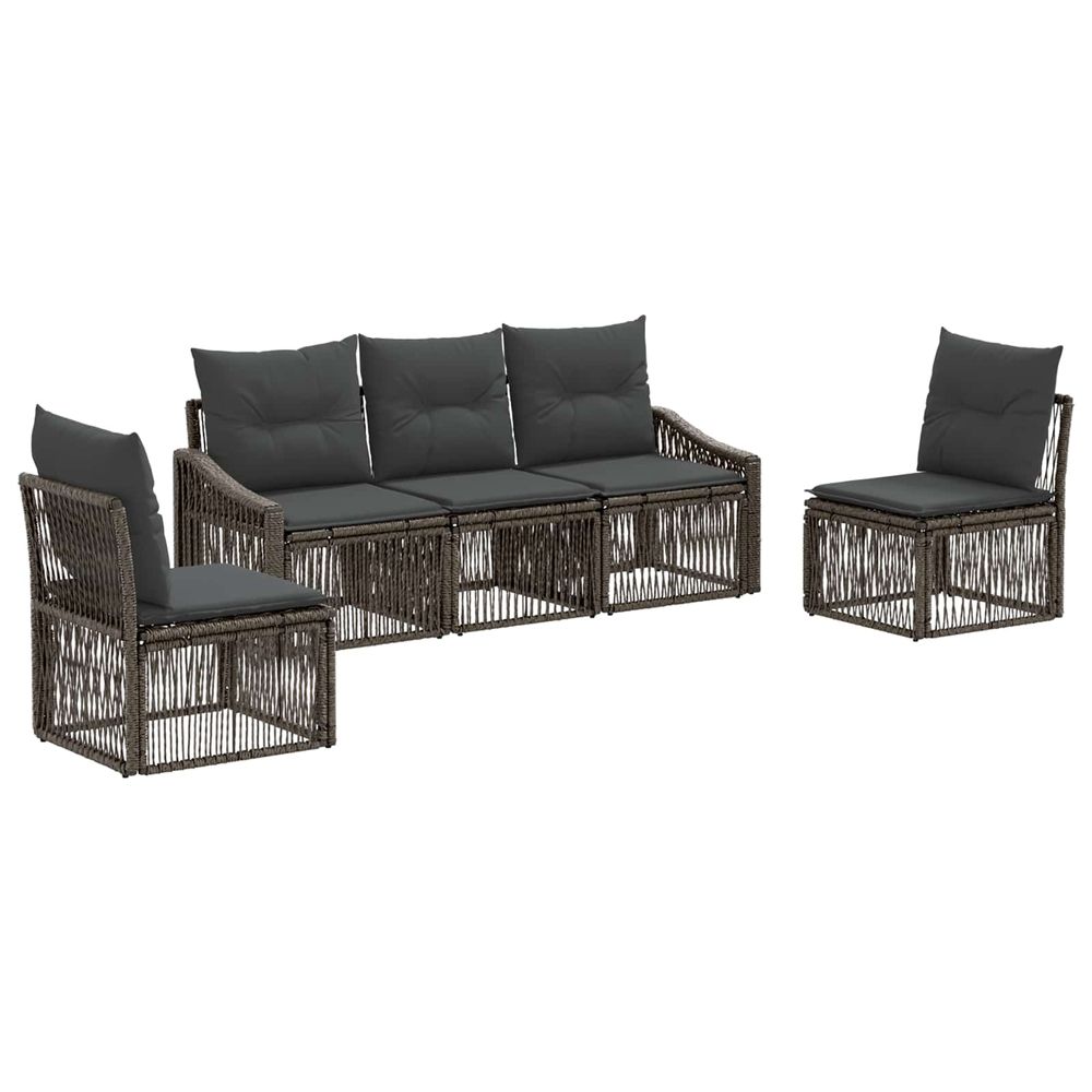 Ensemble de canapé de jardin 5 pc gris polyrotin