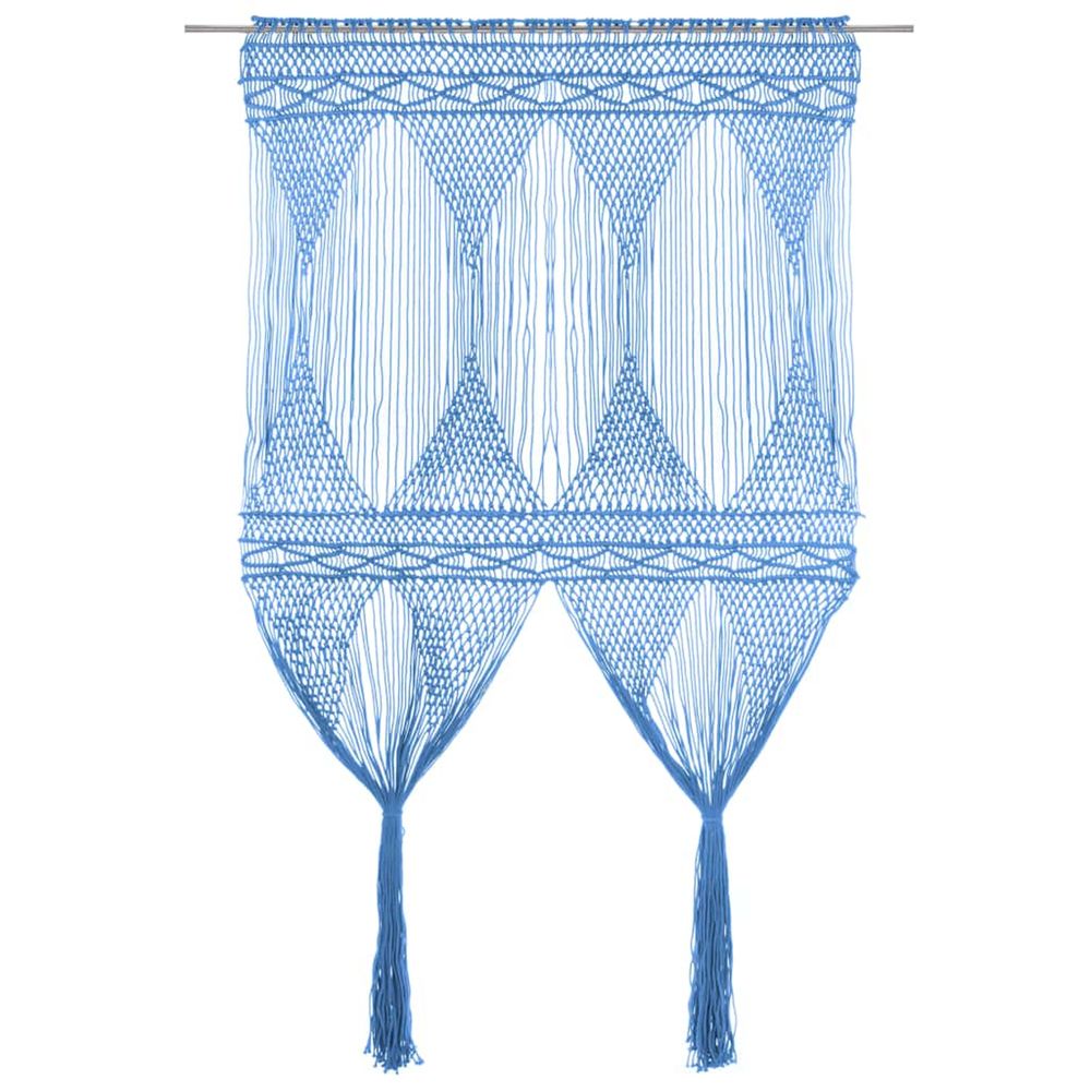 Rideau en macramé bleu 140x240 cm coton