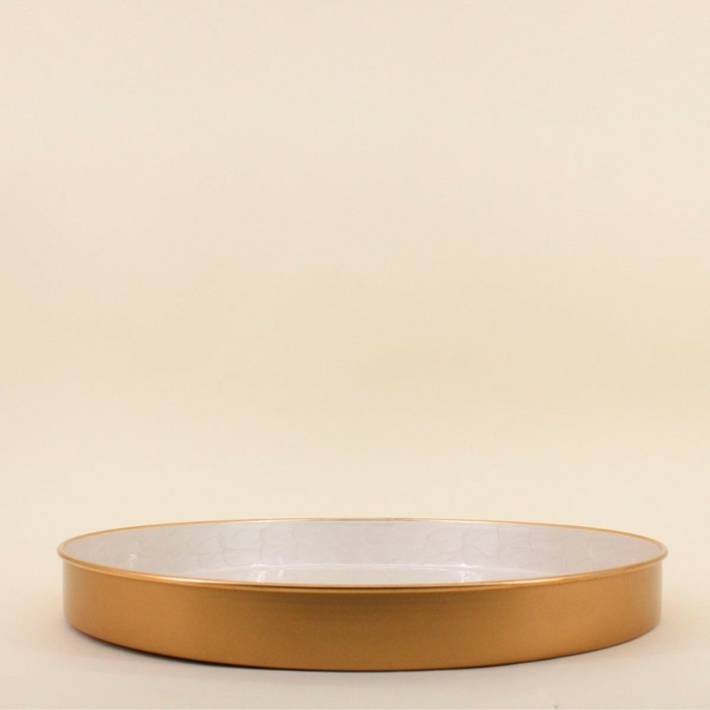 Plateau en métal doré aspect nacré 46cm