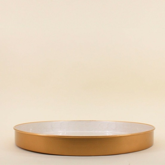 Plateau en métal doré aspect nacré 46cm