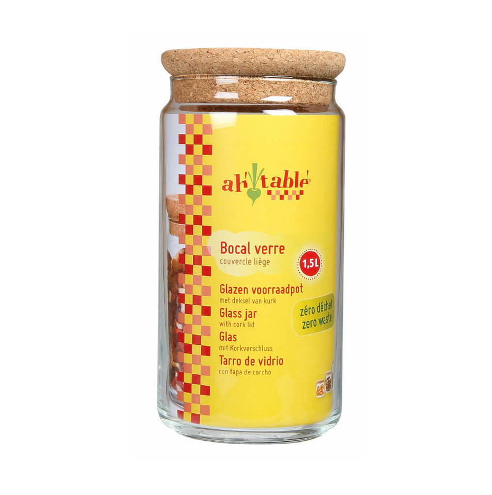 Bocal en verre - couvercle liège - 1,5l