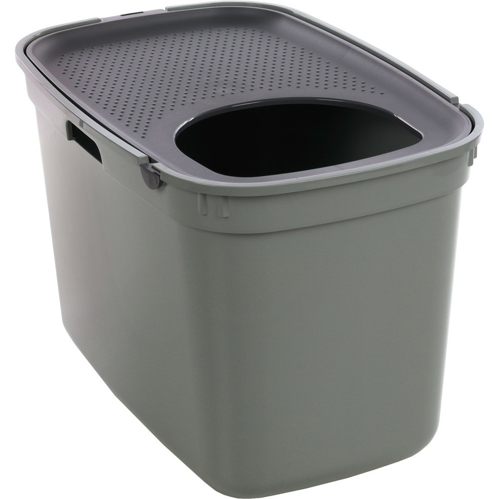 Bac à litière kato vert olive entrée par dessus pour chat