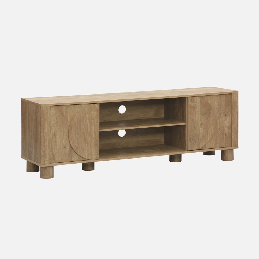 Meuble tv décor bois 2 portes réversibles 155cm pondi