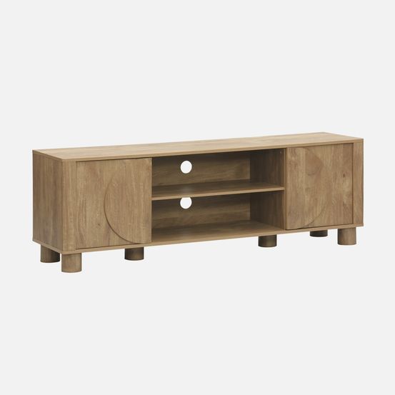 Meuble tv décor bois 2 portes réversibles 155cm pondi
