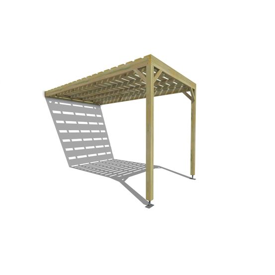 Pergola bois • 2m x 4m • adossée • sens profondeur • platelage bois • livraison comprise