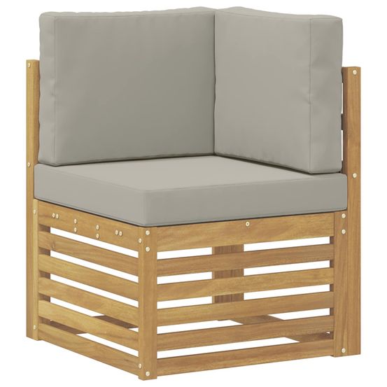 Canapé d'angle extérieur bois d'acacia massif blanc