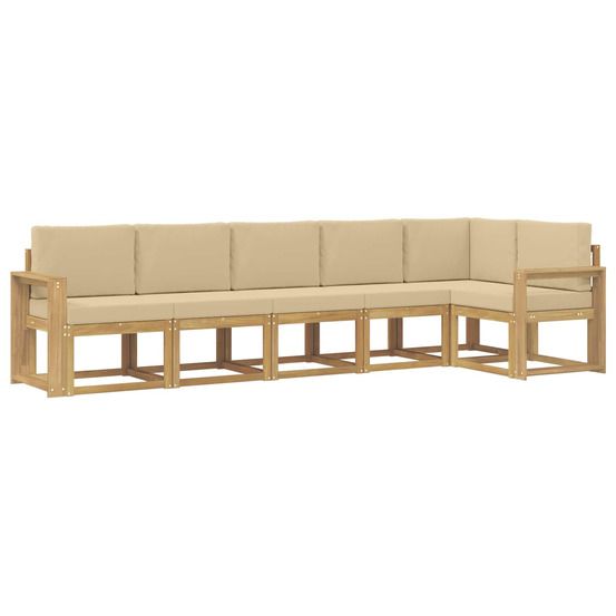 Ensemble de canapés d'extérieur 6 pc blanc et beige polyester