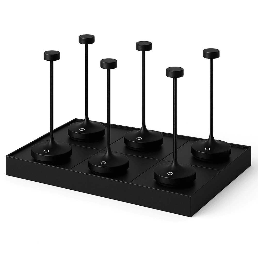 6 lampes de table ruby noir h25cm + base de chargement