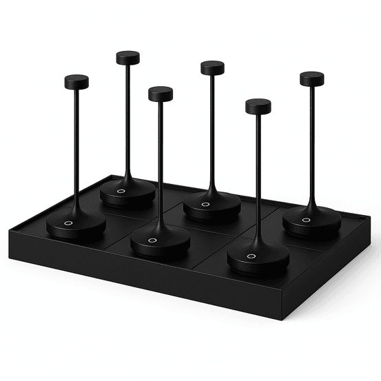 6 lampes de table ruby noir h25cm + base de chargement