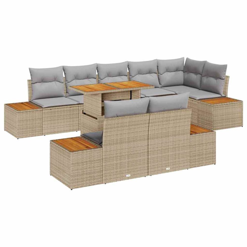 Ensemble de canapé de jardin 9 pc beige poly rotin
