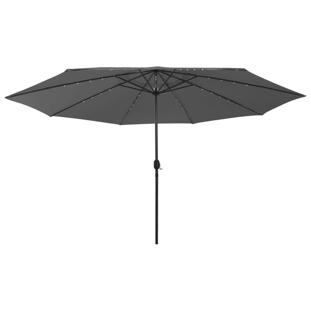 Parasol mobilier de jardin d'extérieur avec led et mât en métal 400 cm anthracite