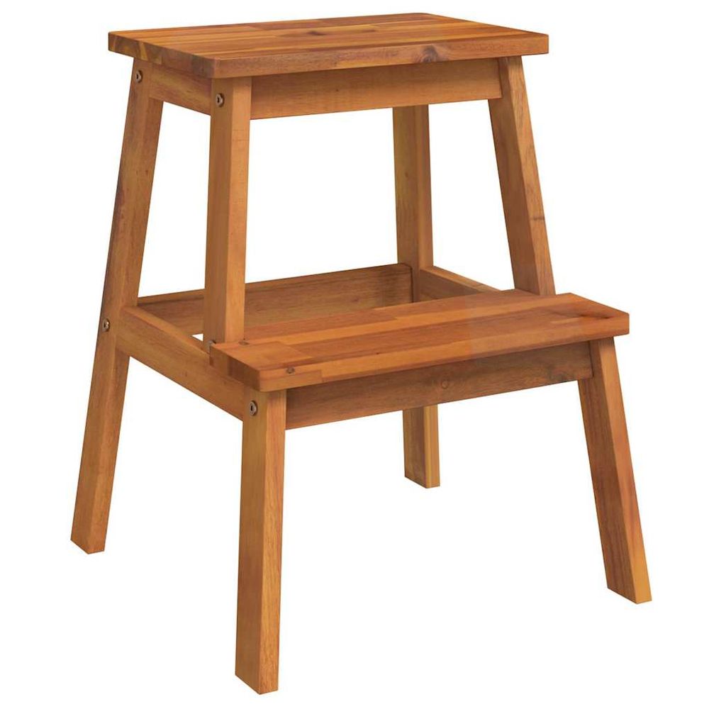 Tabouret-escabeau 2 marches 40x38x50 cm bois d'acacia solide