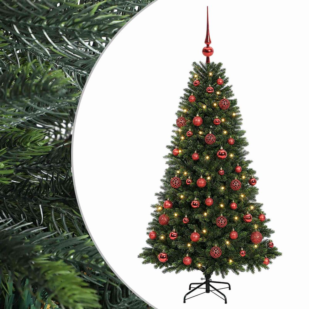 Arbre de noël artificiel avec boule 120 cm 150 led blanc chaud