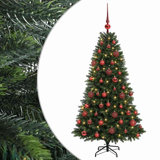 Arbre de noël artificiel avec boule 120 cm 150 led blanc chaud