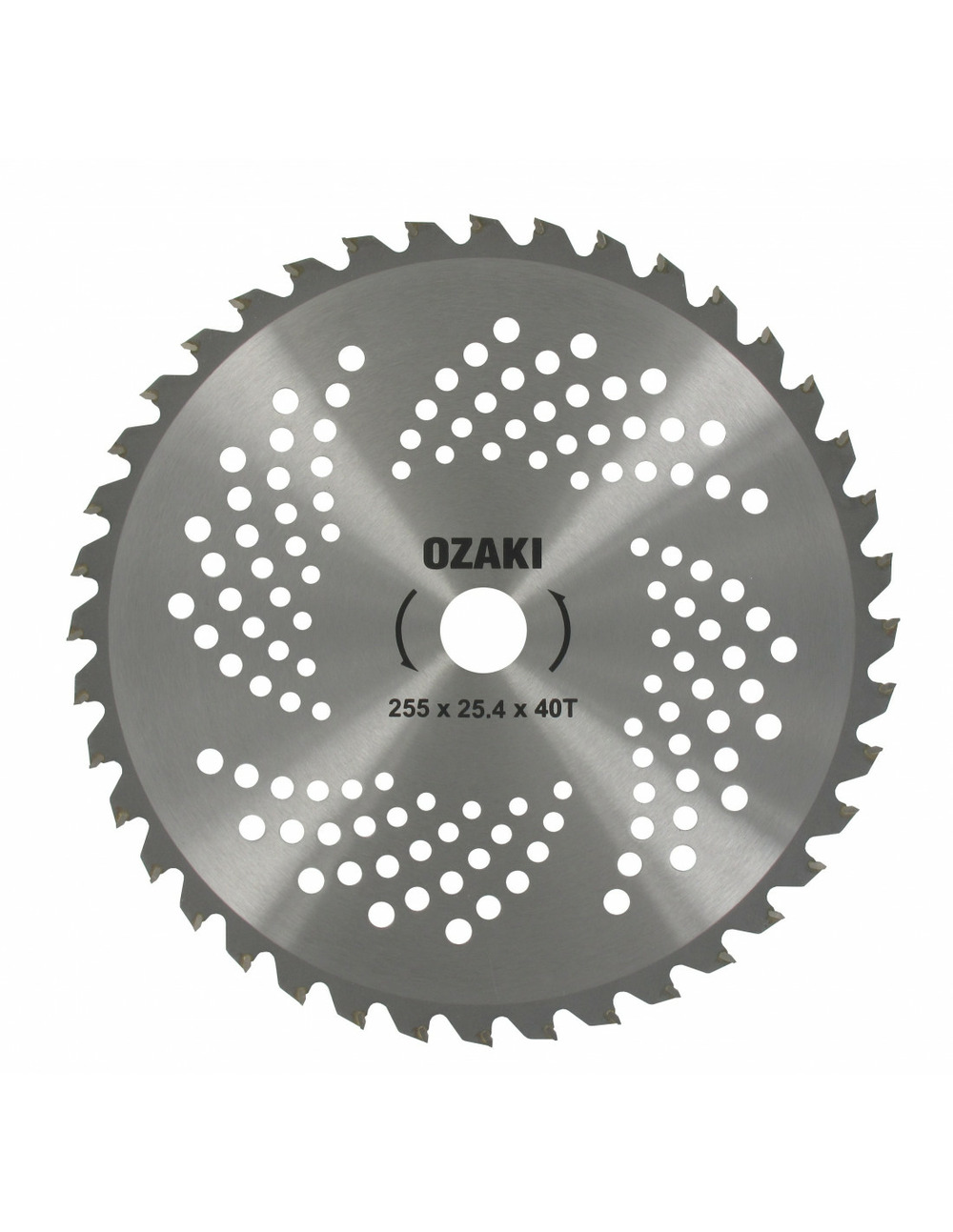 Lame 40 dents à pointe carbure adaptable pour débroussailleuse - coupe de 255mm, alésage: 25,4mm, épaisseur: 1,3mm.