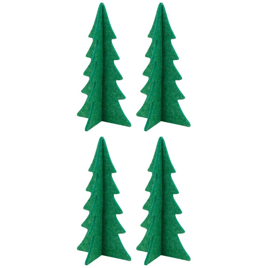 Lot de 4 sapins de noël pliables en feutrine verte – décoration de table ou rebo