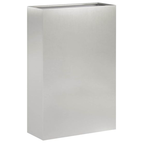 Cache-pot de jardin argenté 40 x 20 x 75 cm acier inoxydable