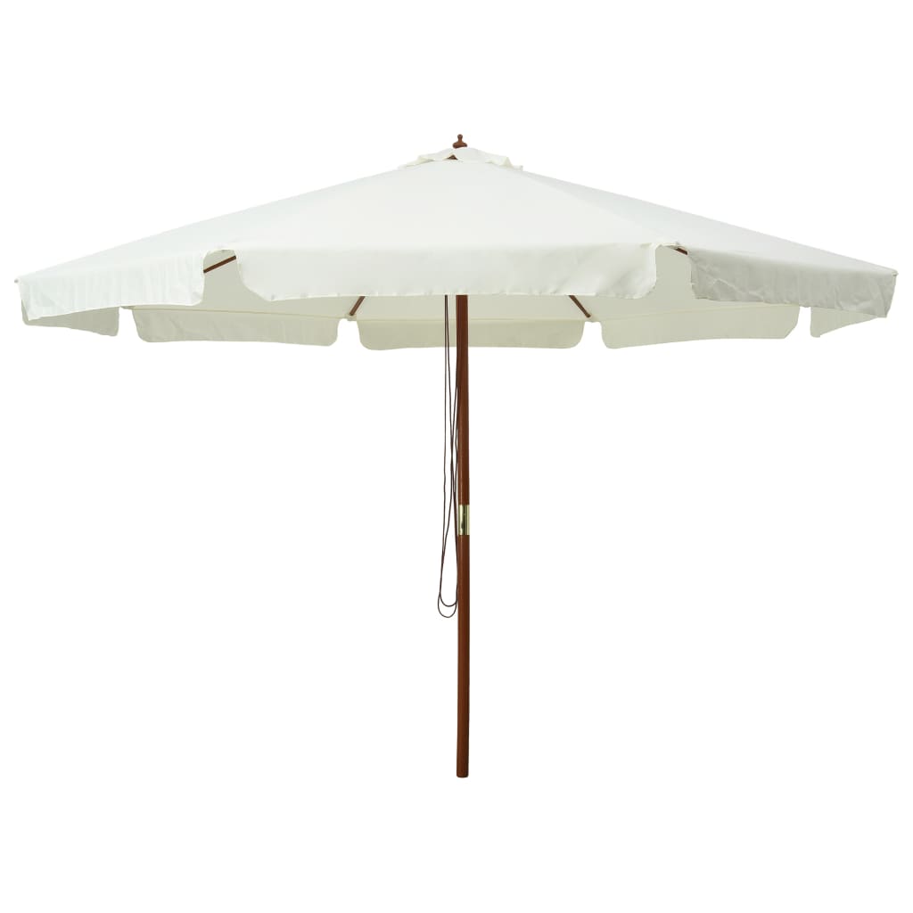 Parasol avec mât en bois 330 cm blanc sable