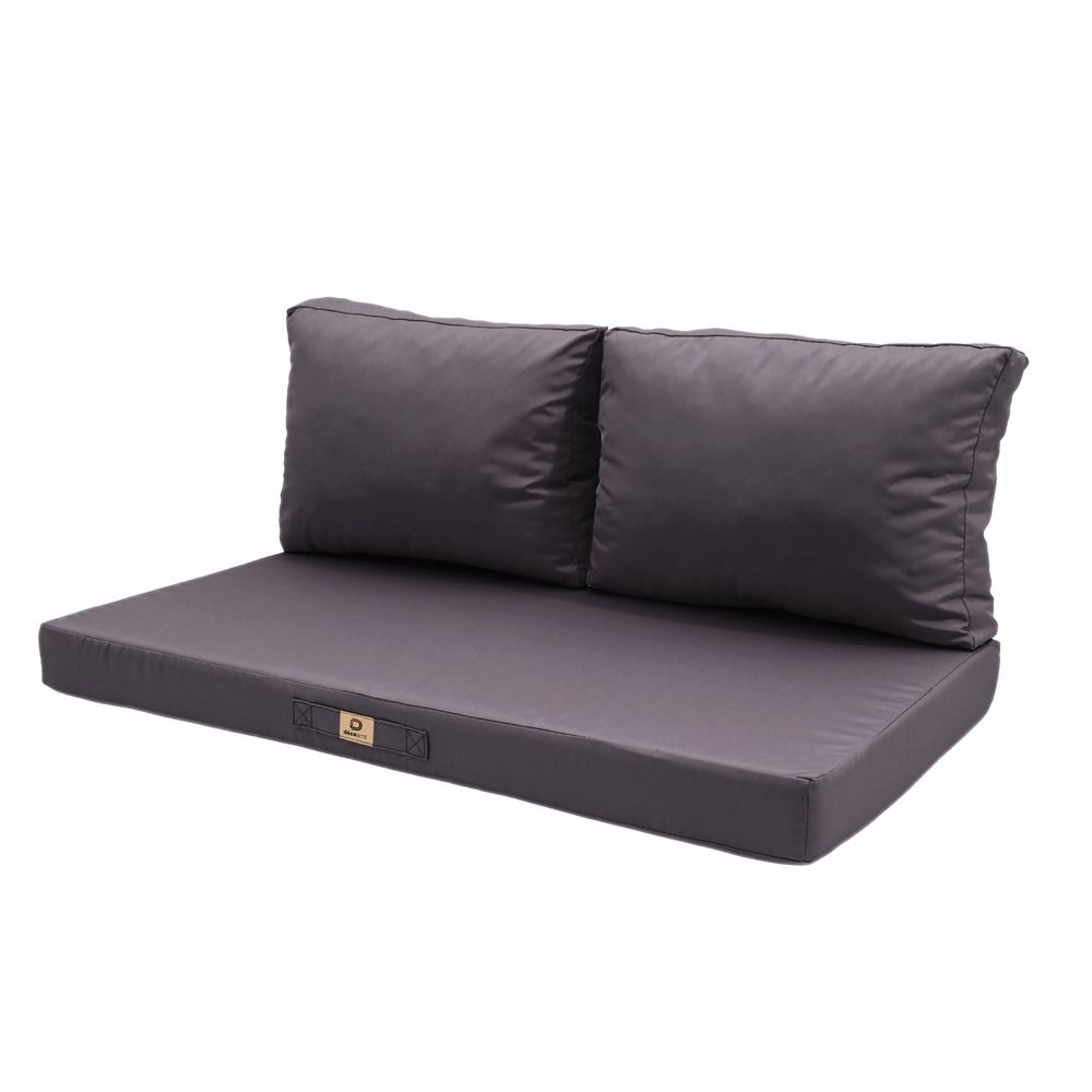 Coussins pour salon de jardin déhoussable 100x50cm gris carbone